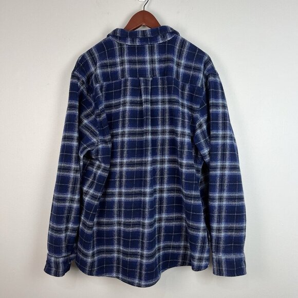 Woolrich Heavy Flannel Shirt Jacket Shacket Mens XXL Blue Plaid Pockets Outdoors - Picture 6 of 13